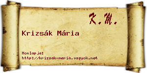 Krizsák Mária névjegykártya